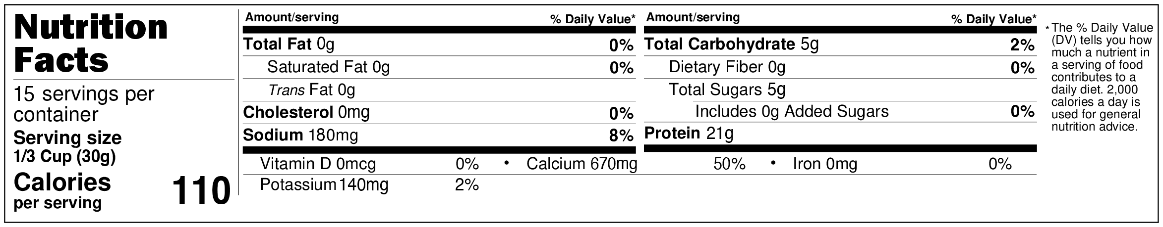 MPC Nutrition Facts