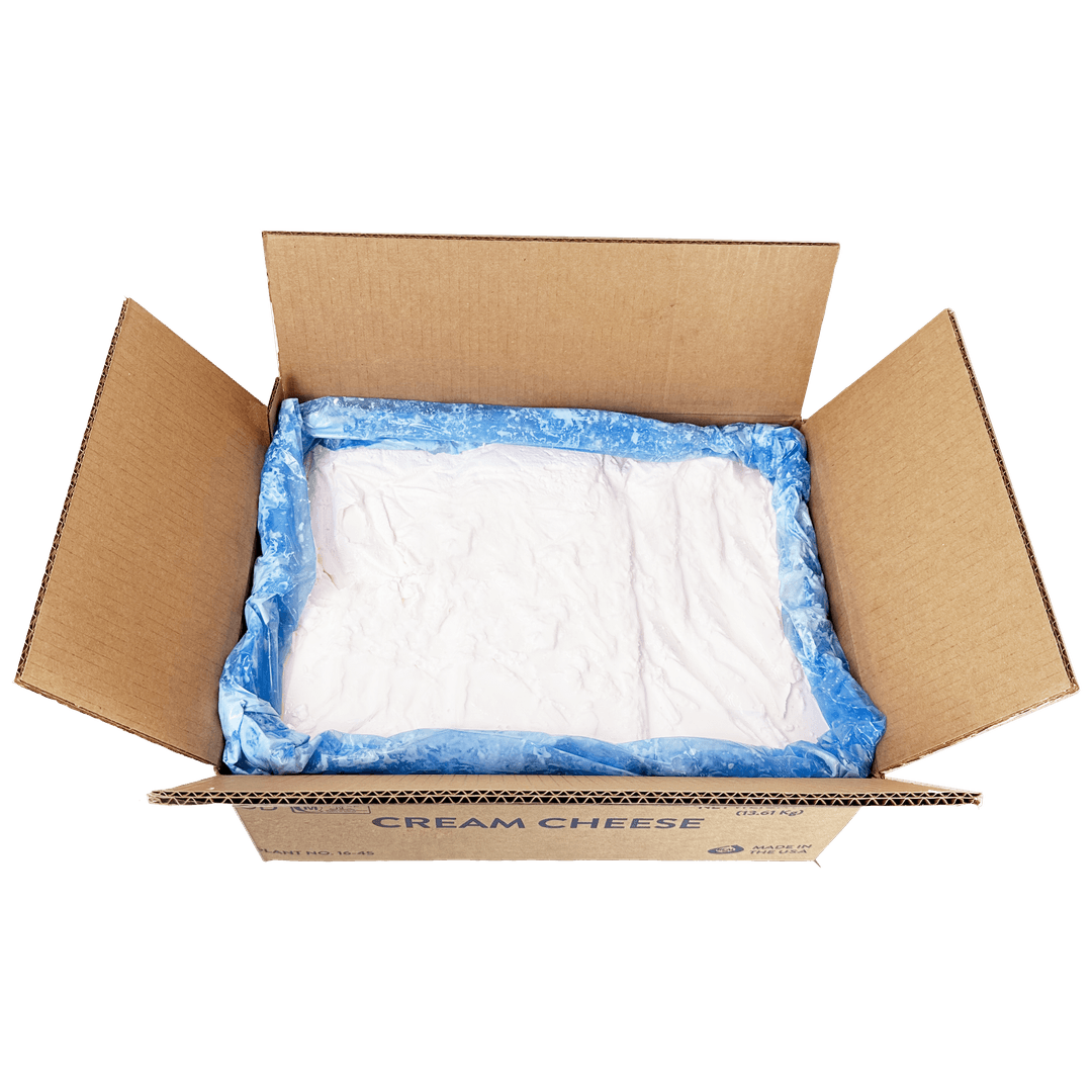 Top view of High Desert Milk 30 pound cream cheese block
